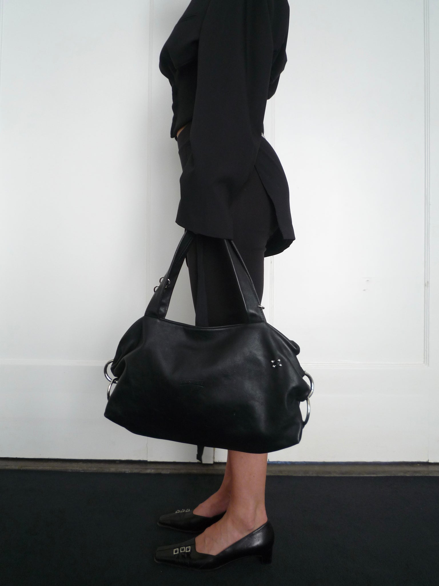 Black Leather Piercing Bag