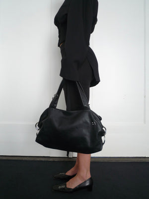 Black Leather Piercing Bag