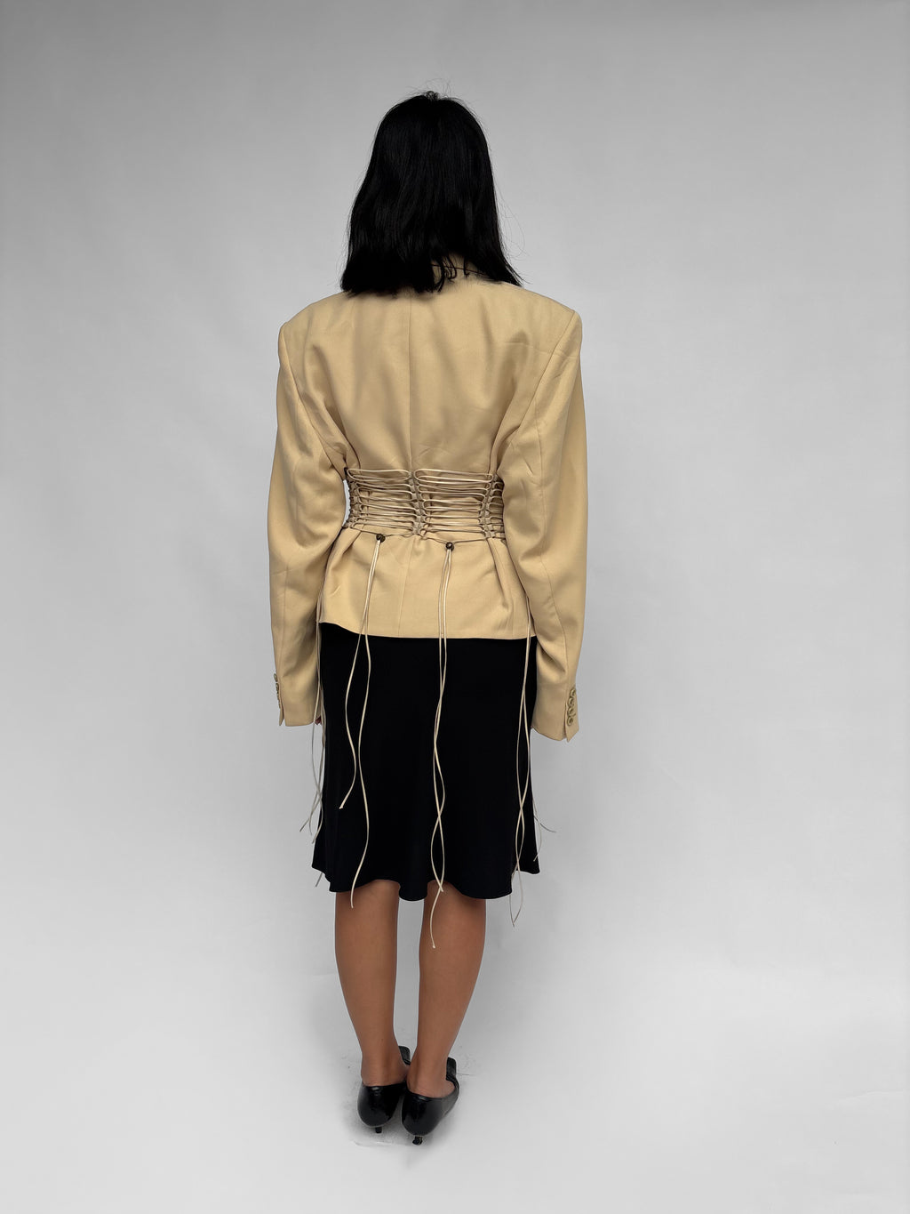 Piece No 40 — Eggshell Waist-Cinching Cropped Blazer