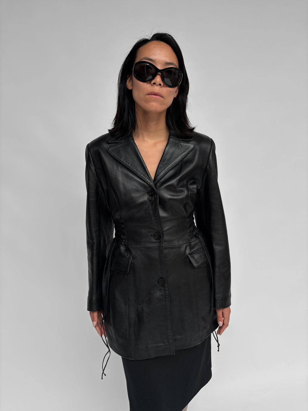 Piece No 34 — Waist-Cinching Long Leather Jacket