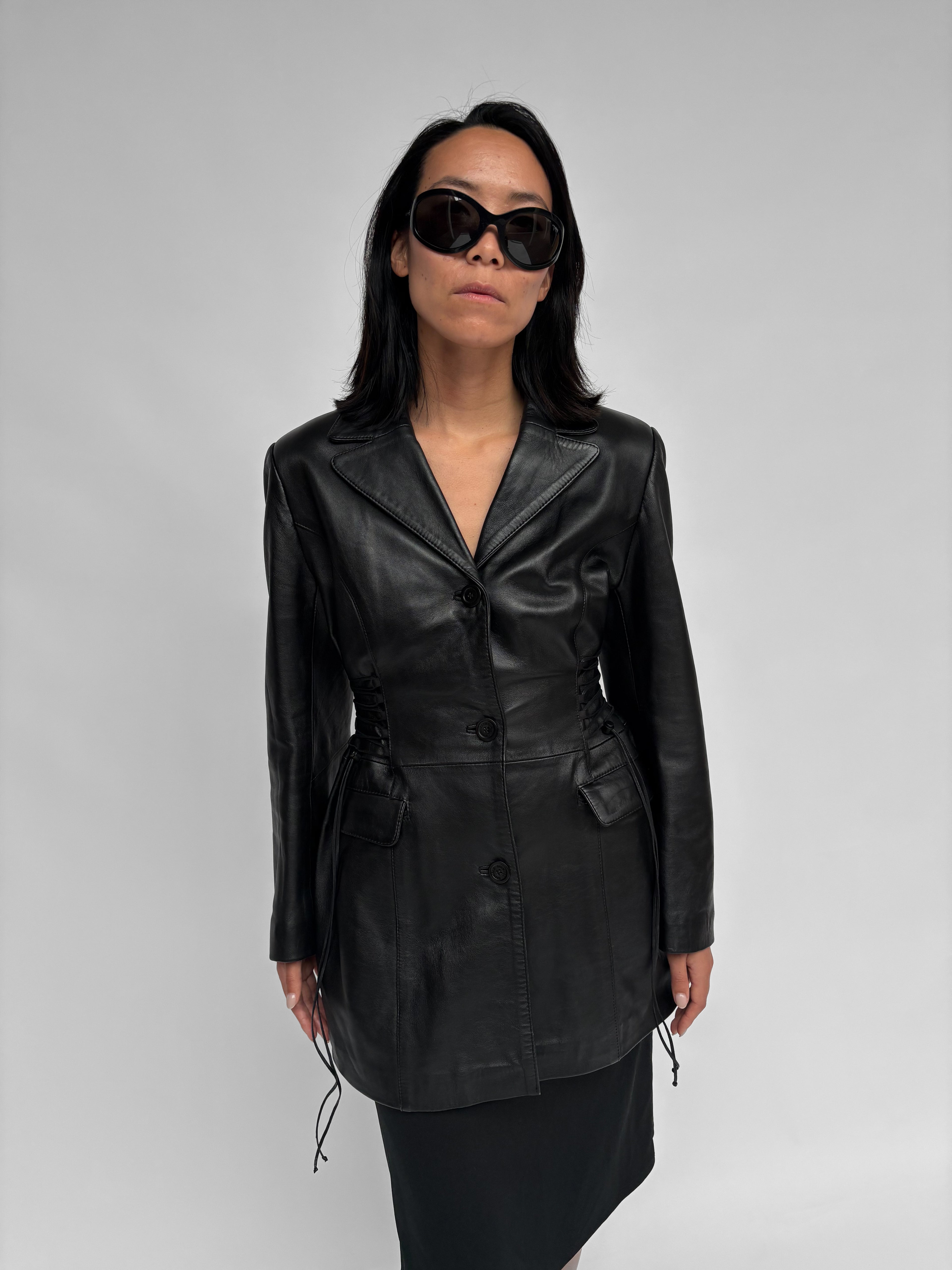 Piece No 34 — Waist-Cinching Long Leather Jacket