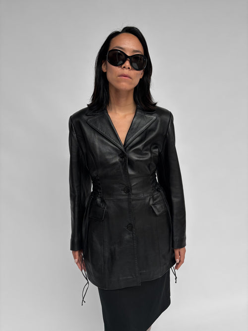 Piece No 34 — Waist-Cinching Long Leather Jacket