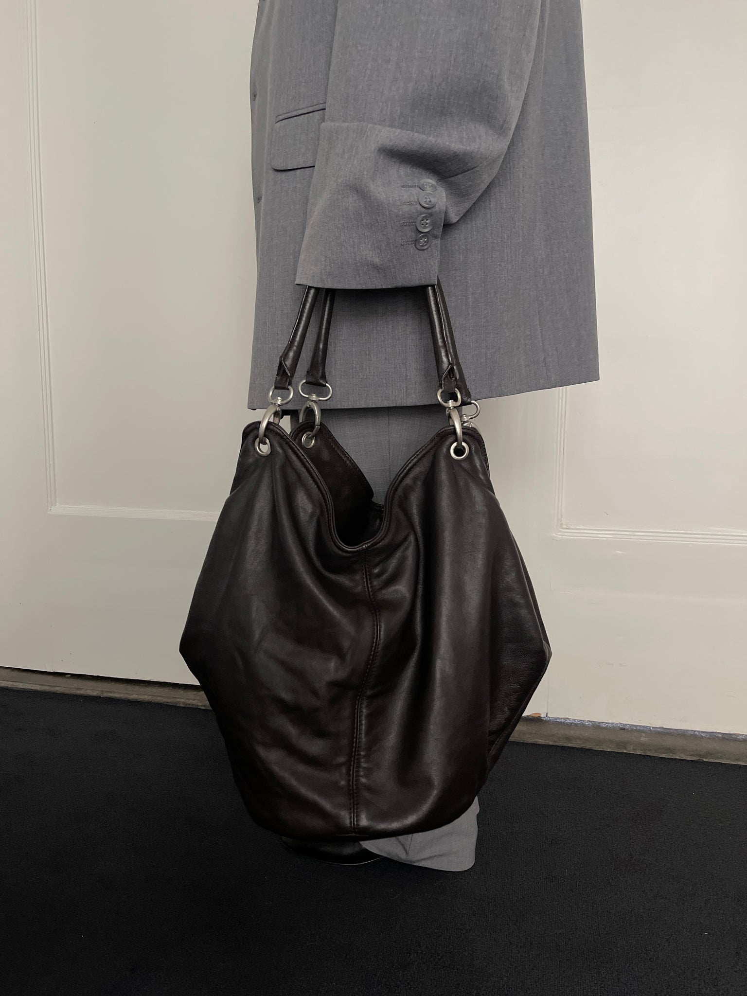 Button Bag in Brown