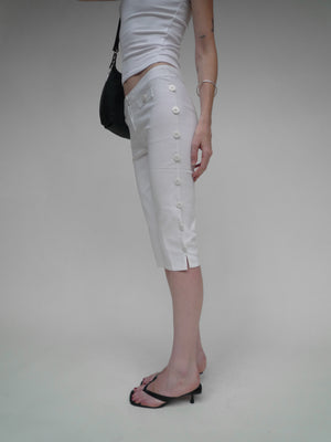 Button Trousers White