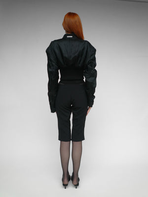 Inside Out Cropped Bomber Black