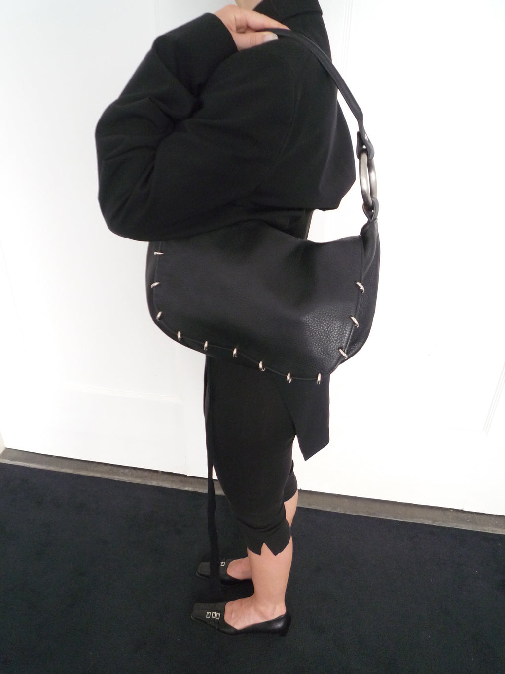 Black Leather Piercing Bag
