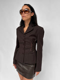 Piece No 41 — Chocolate Brown Cinched-Waist Cropped Blazer