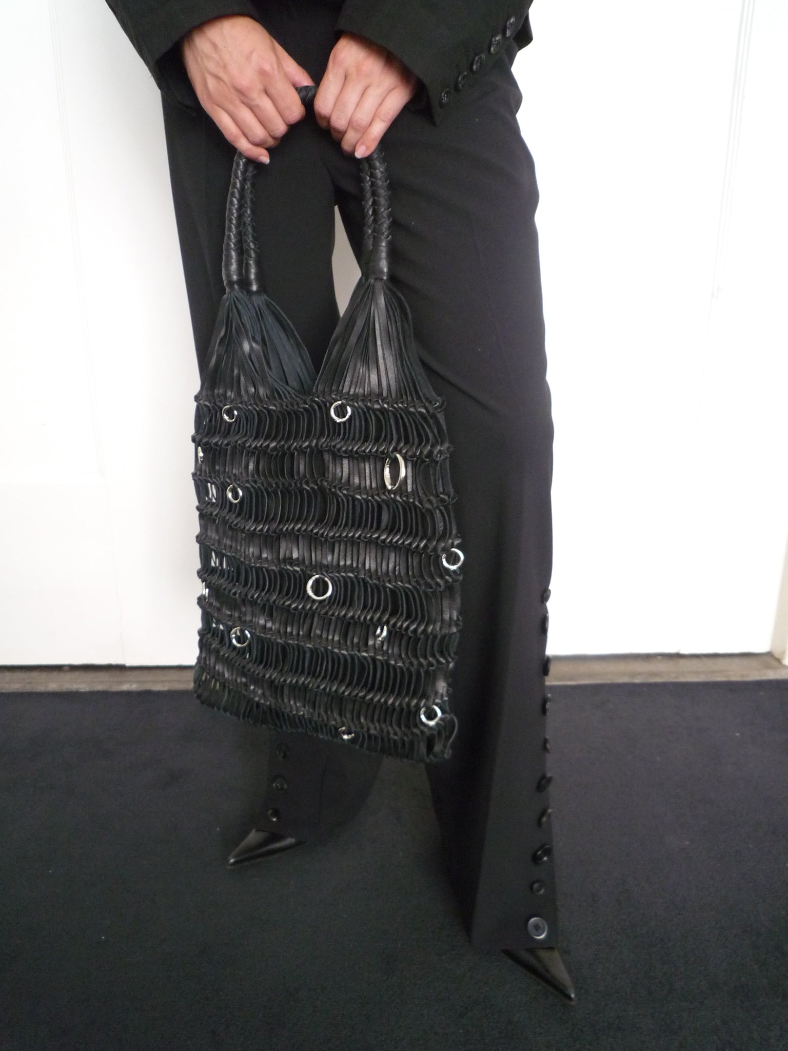Black Woven Loop Tote
