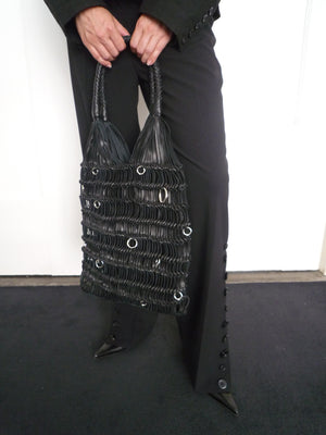 Black Woven Loop Tote