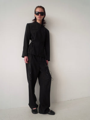 Pinstripe Suit Black