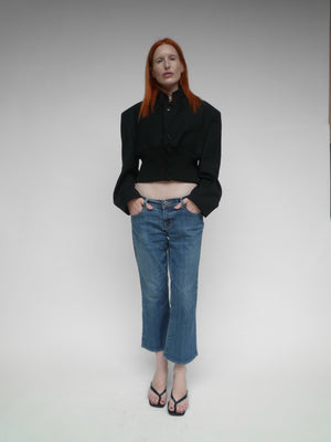 Cropped Bomber Jacket Black