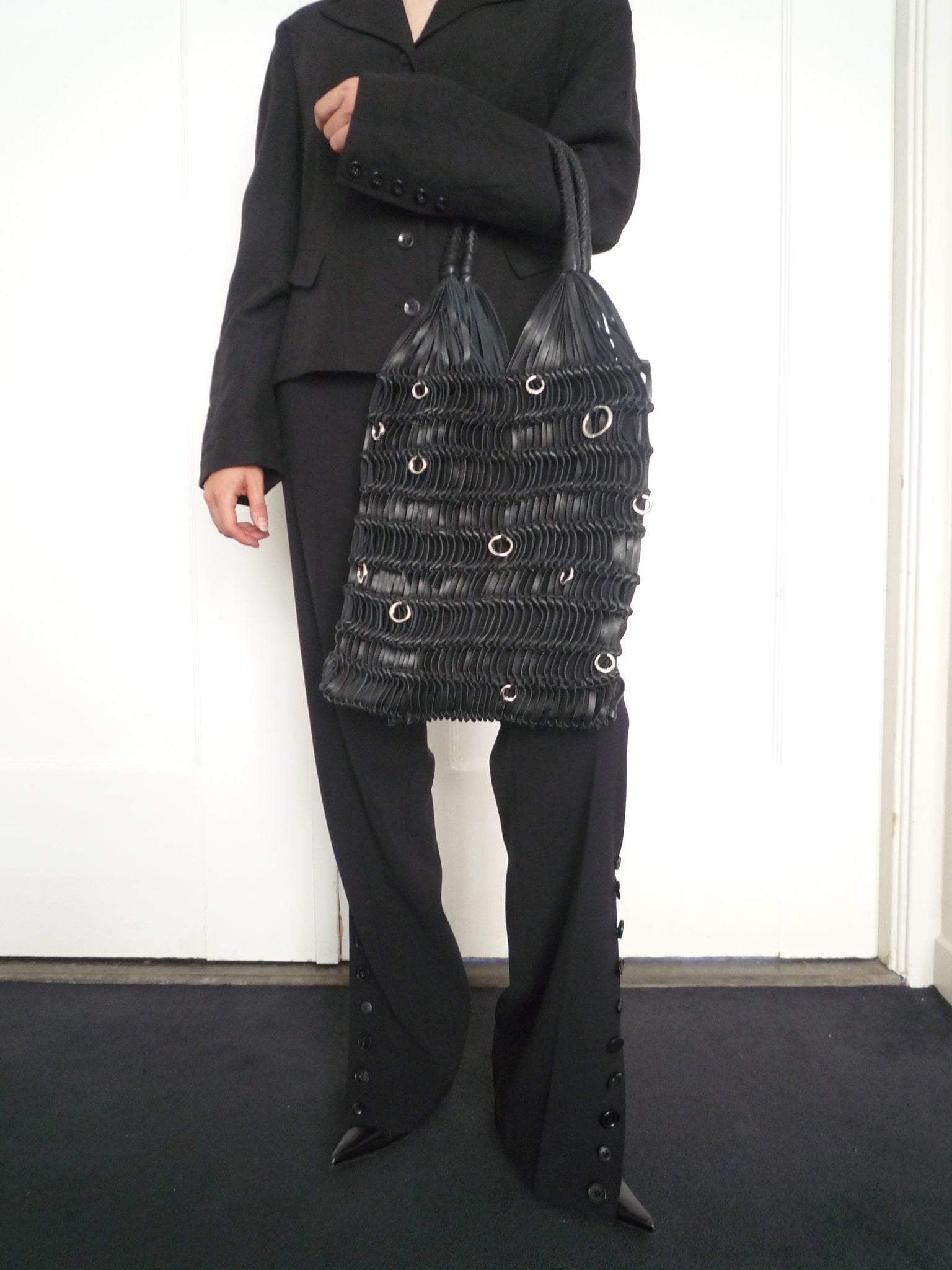 Black Woven Loop Tote