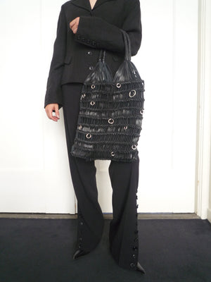 Black Woven Loop Tote