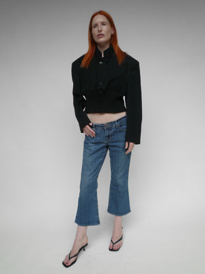 Cropped Bomber Jacket Black