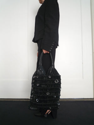Black Woven Loop Tote
