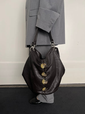 Button Bag in Brown