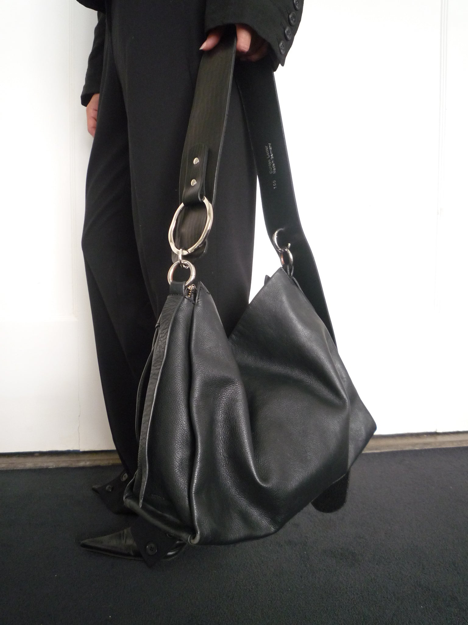 Black Leather Belt Bag