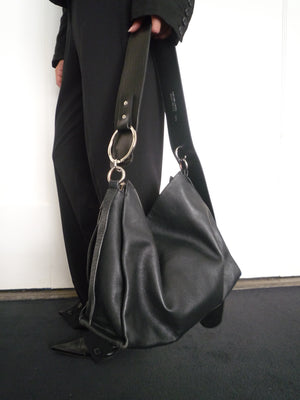 Black Leather Belt Bag