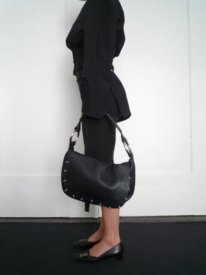 Black Leather Piercing Bag