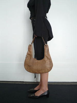 Croc Light Brown Leather Bag