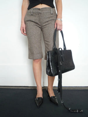 Black Leather Croc Print Hand Bag