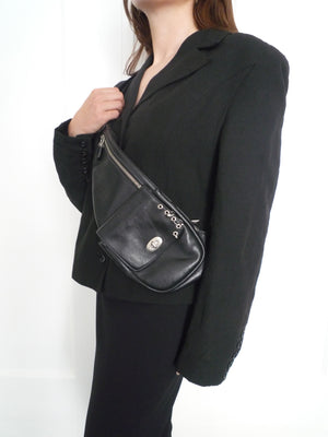 Black Leather Piercing Bag