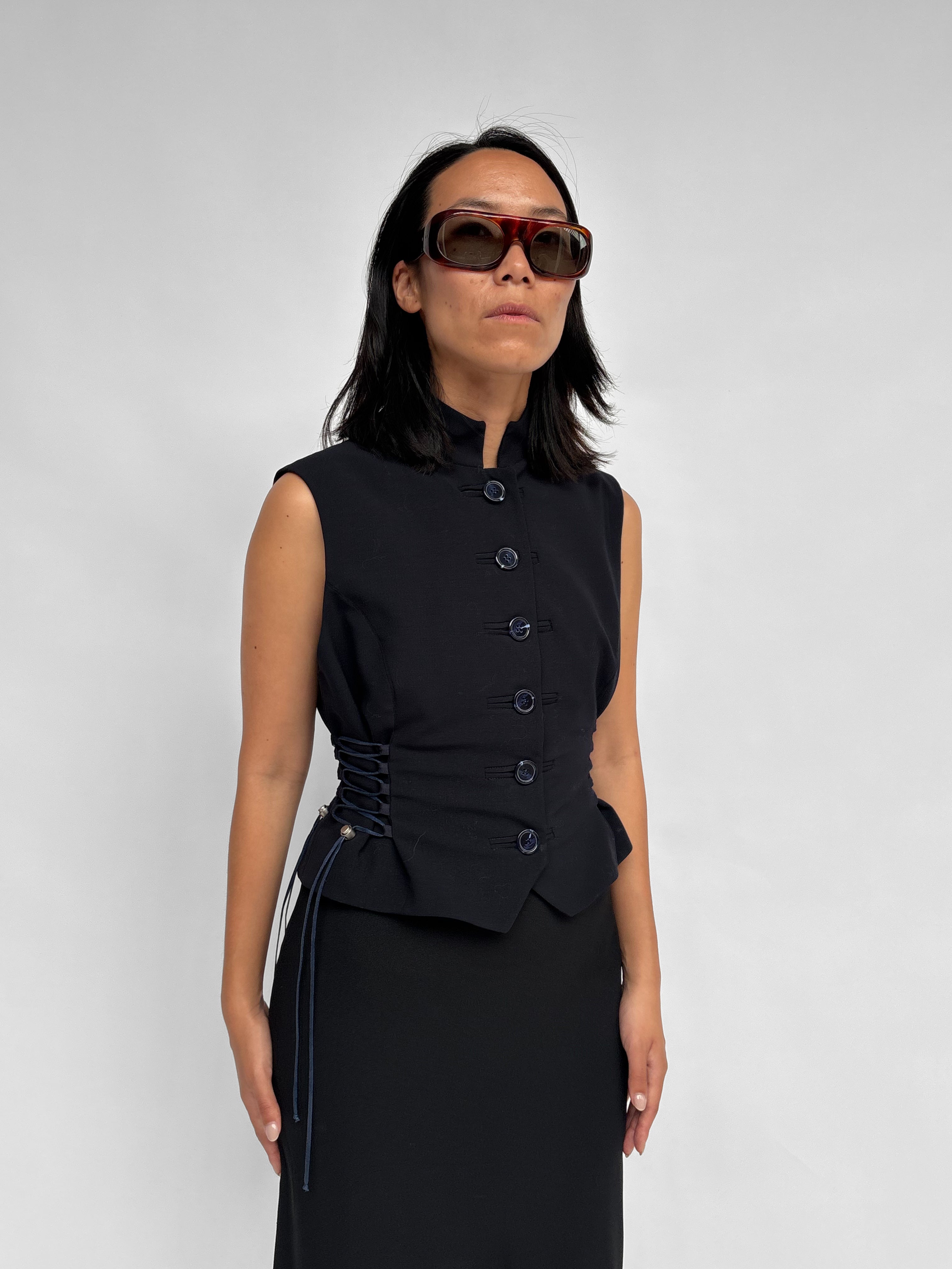 Piece No 50 — 
Dark Blue Waist-Cinching Gilet