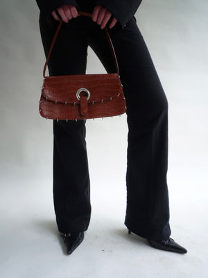 Leather Croco Piercing Bag