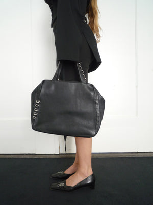 Black Leather Piercing Bag
