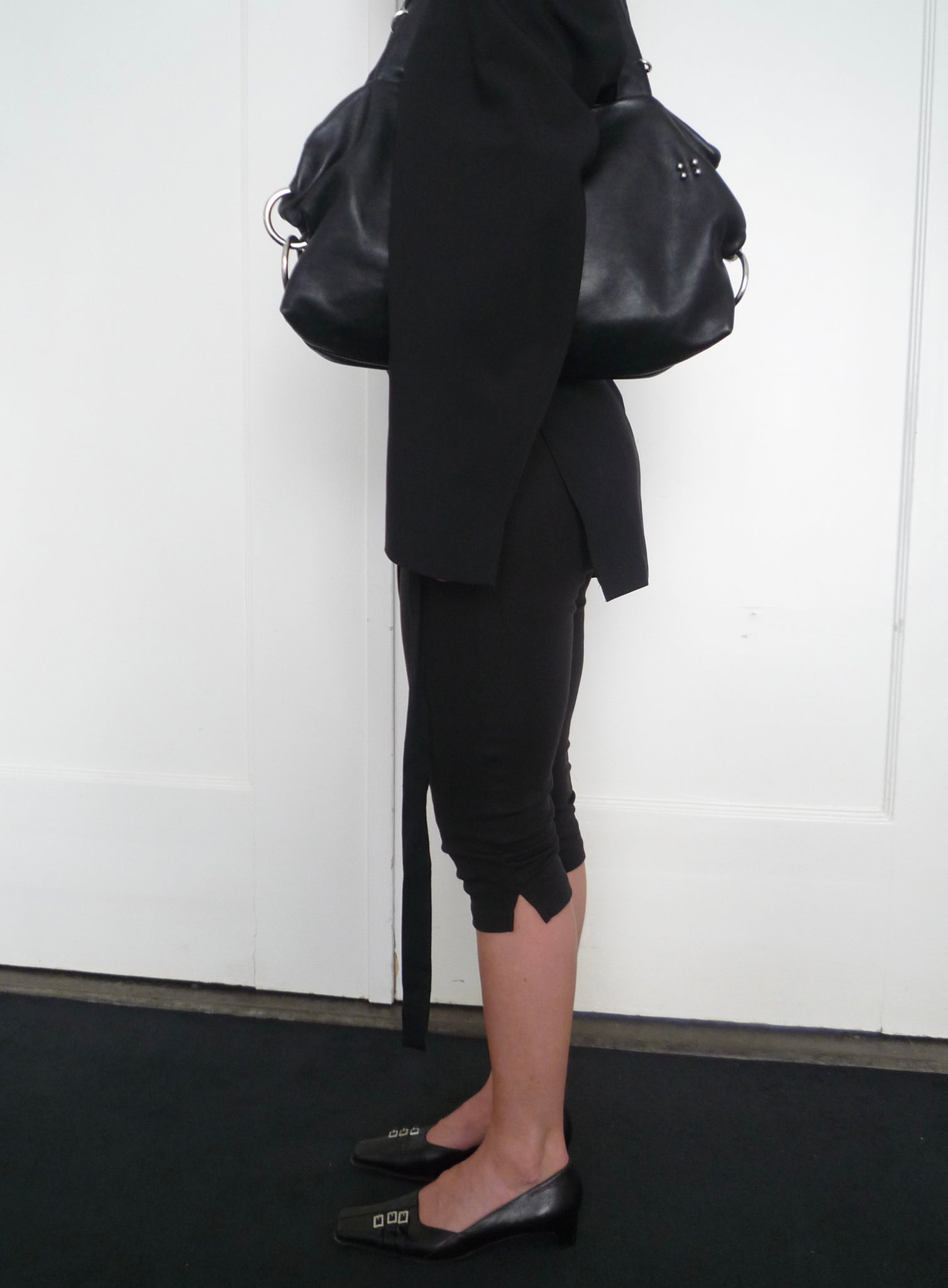 Black Leather Piercing Bag