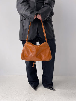 Leather Chain Bag in Orange