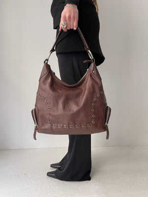 Brown Leather Piercing Bag