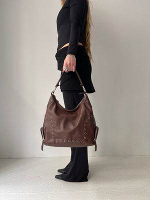 Brown Leather Piercing Bag