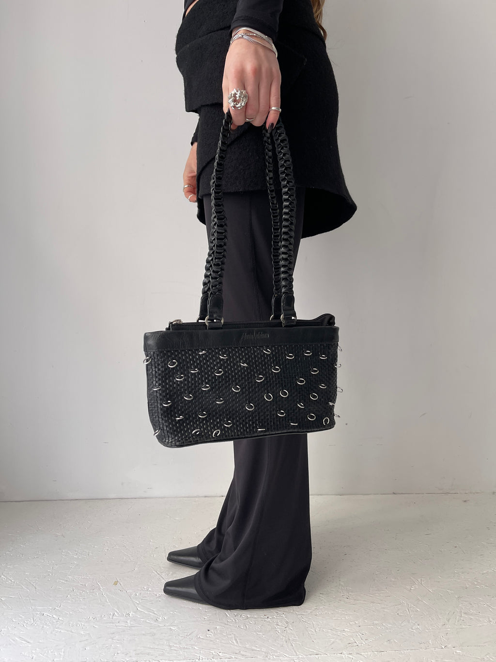 Leather Woven Piercing Bag