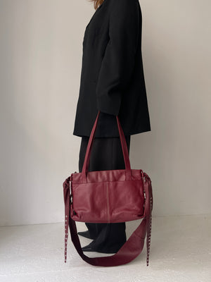 Red Leather Strap Bag