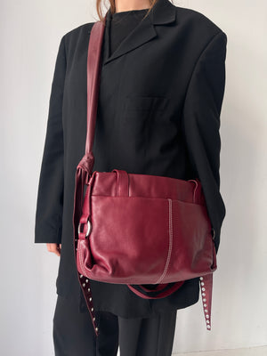 Red Leather Strap Bag
