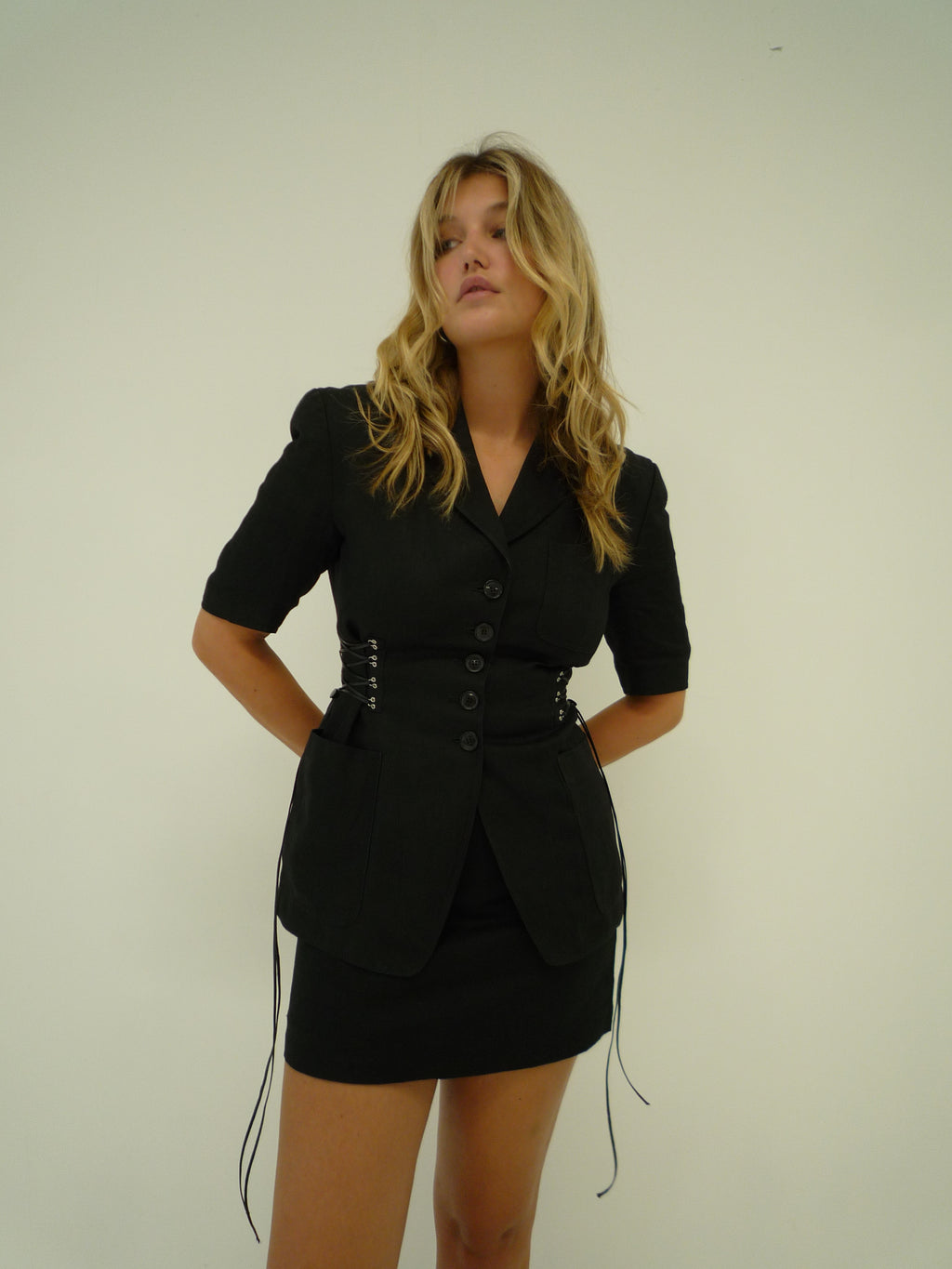 0006 Black Linen Top