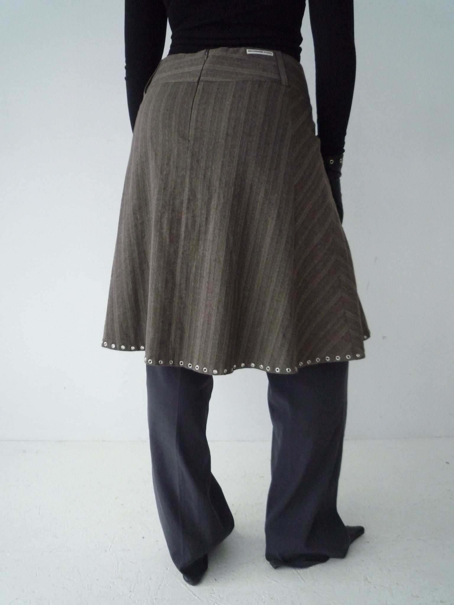 Skirt in Pinstripe Brown and Pink